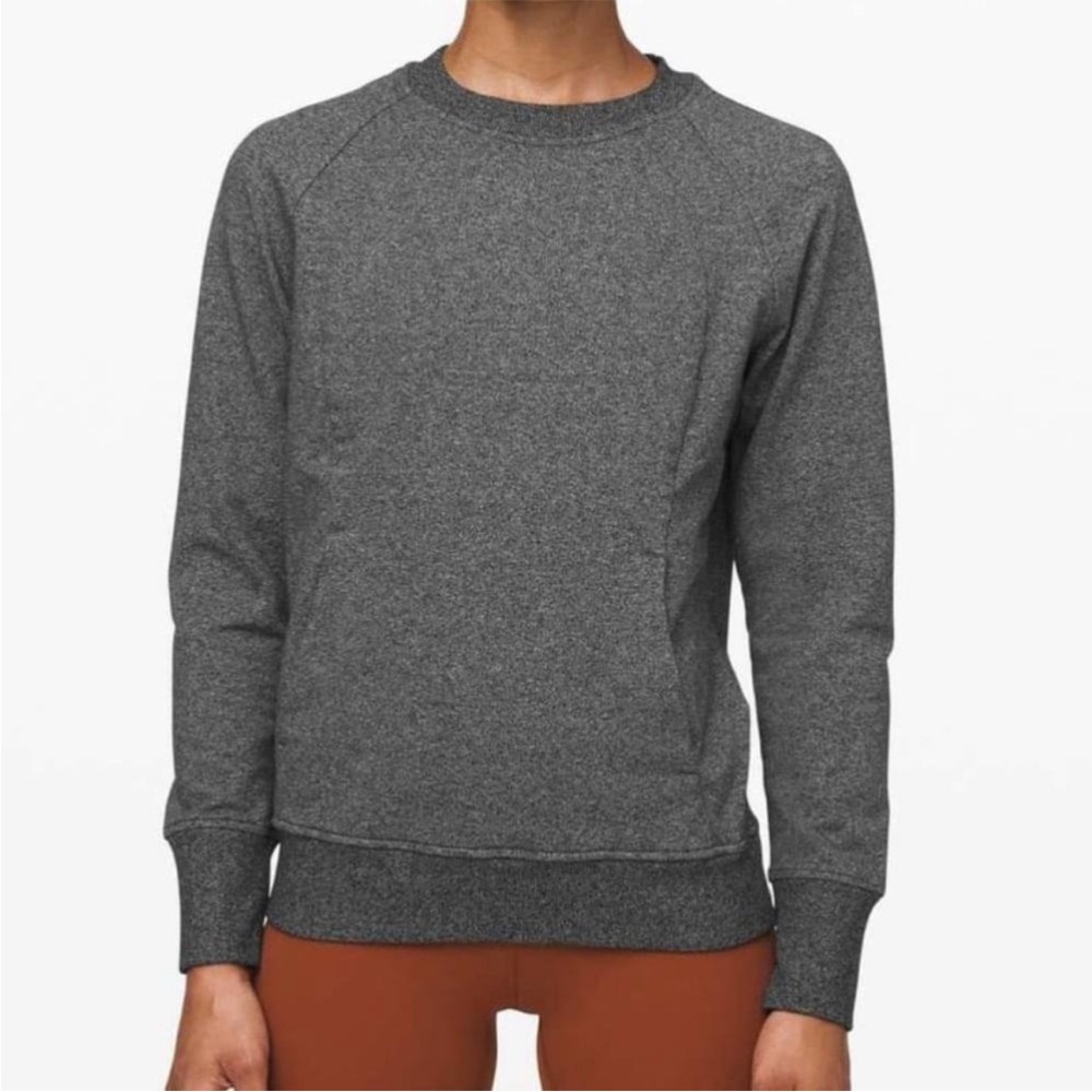 Lululemon Scuba Crew Sweatshirt Heathered Speckled Black Pullover Size 4